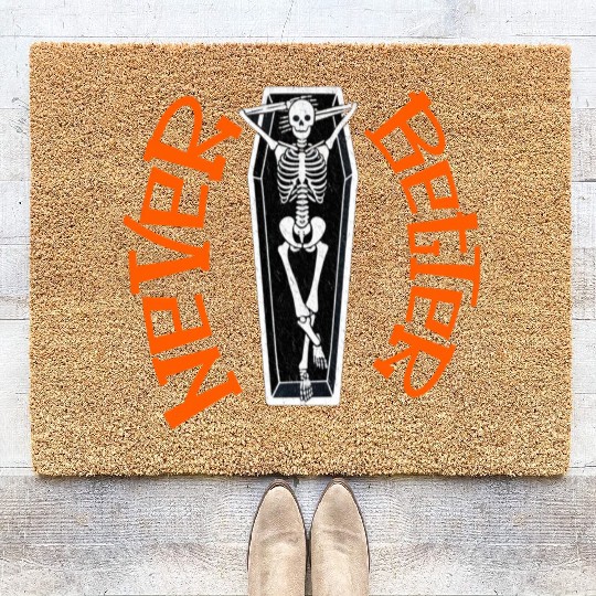 Pumpkin, Dancing Skeleton Never Better Skull Skele Coir Doormats