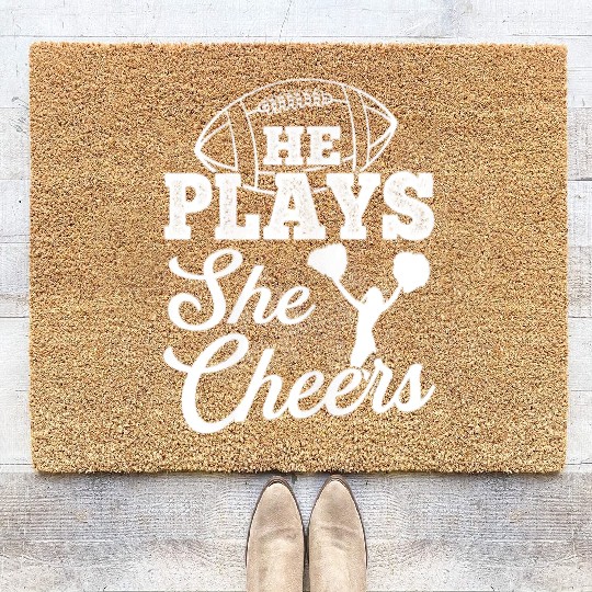 Cheer Mom Football Son Coir Doormats