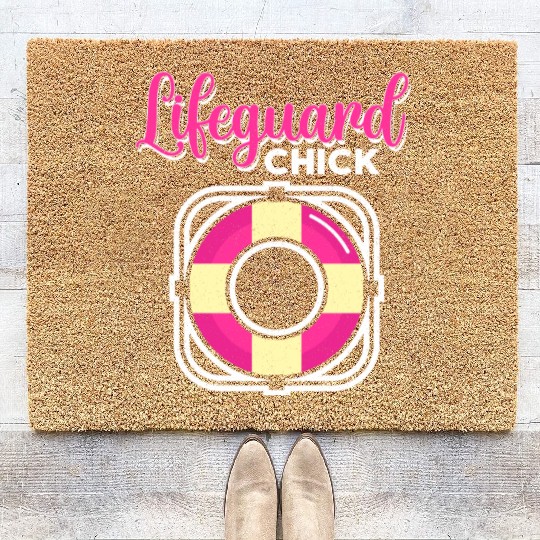 Lifeguard Chick Rescuer Pool Guard Lifeguarding Coir Doormats