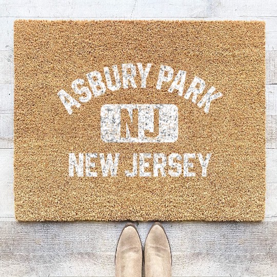 Asbury Park Nj New Jersey Gym Style Distressed Whi Coir Doormats