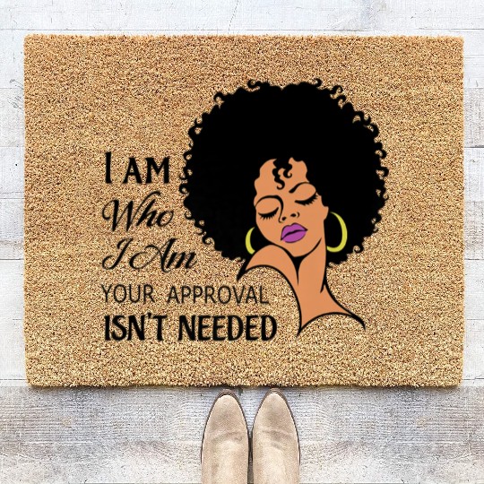 Black Queen Lady Curly Natural African American Coir Doormats