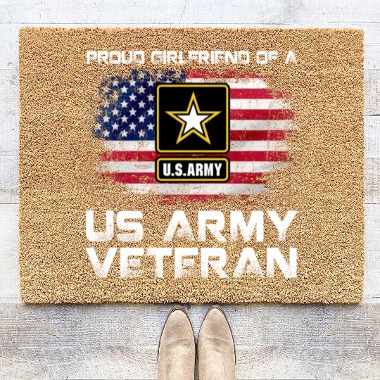 Proud Girlfriend Of A Us Army Veteran Military Coir Doormats