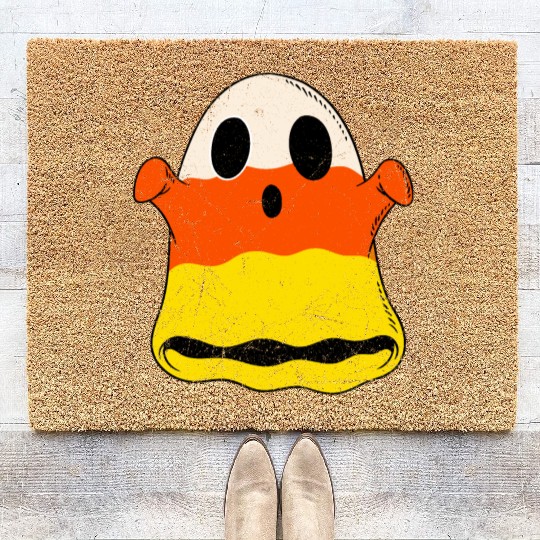 Vintage Candy Corn Ghost Creepy Halloween Costume Coir Doormats