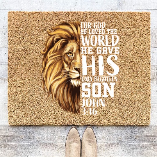 Christian Religious Gifts Men Him Lion Judah Verse Coir Doormats