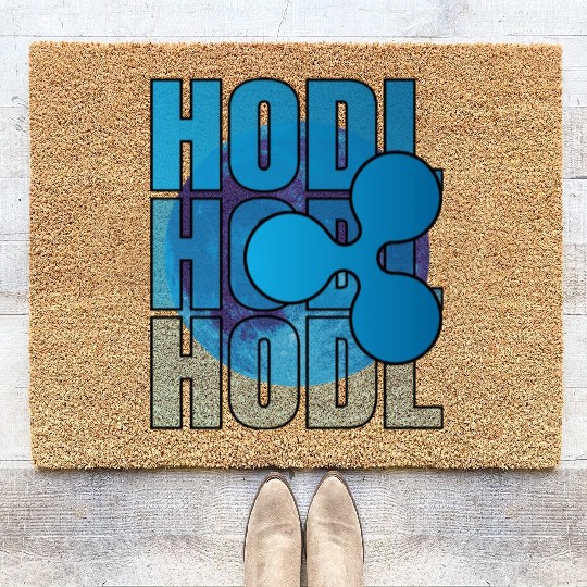 HODL, Ripple, XRP, To the moon, Cryptocurrency Coir Doormats