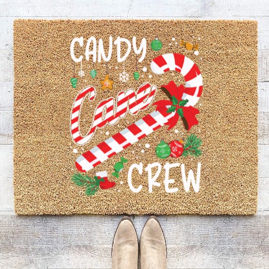 Candy Canes Crew Christmas Matching Group Xmas Coir Doormats