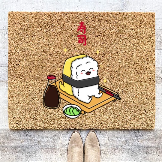 Happy Tamago Sushi Coir Doormats
