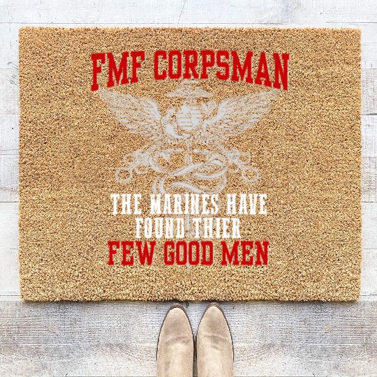 FMF Devil US Navy Corpsman DOC Badass Army Veteran Coir Doormats