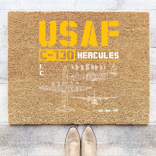 C 130 Hercules US Airborne Fighter Pilot Coir Doormats
