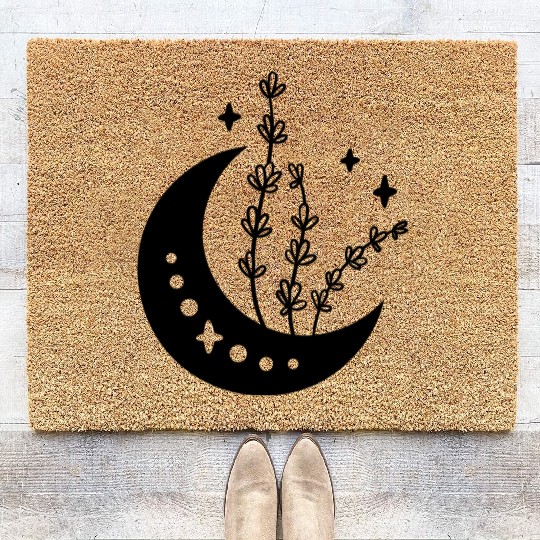 Wild Flower Crescent Moon Coir Doormats