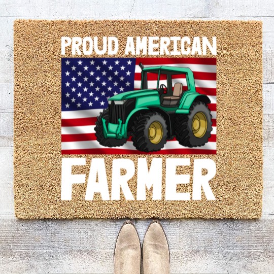 Proud American Farmer Tractor Coir Doormats