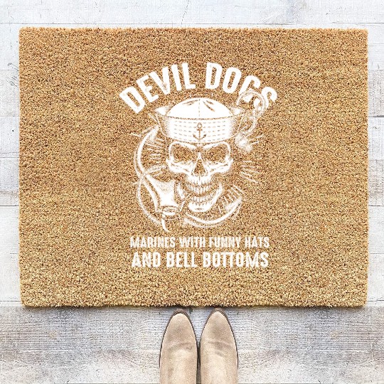 Devil US Navy Corpsman DOC Badass Army Veteran Coir Doormats