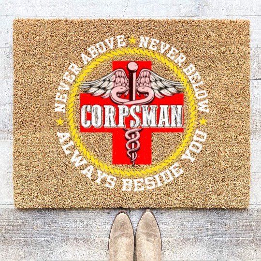 Corpsman Devil Doc Corpsman US Army Coir Doormats
