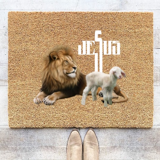 Jesus is Lion and Lamb Coir Doormats