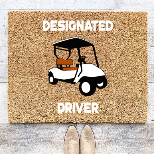 Designated Driver Coir Doormats Funny Golf Cart Golfers