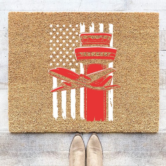 Pilot American Flag Air Traffic Controller Coir Doormats