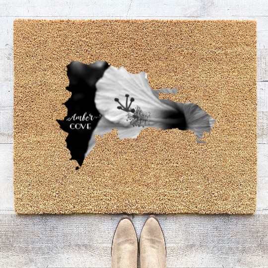 AMBER COVE Dominican Republic Map Puerto Plata DR Coir Doormats