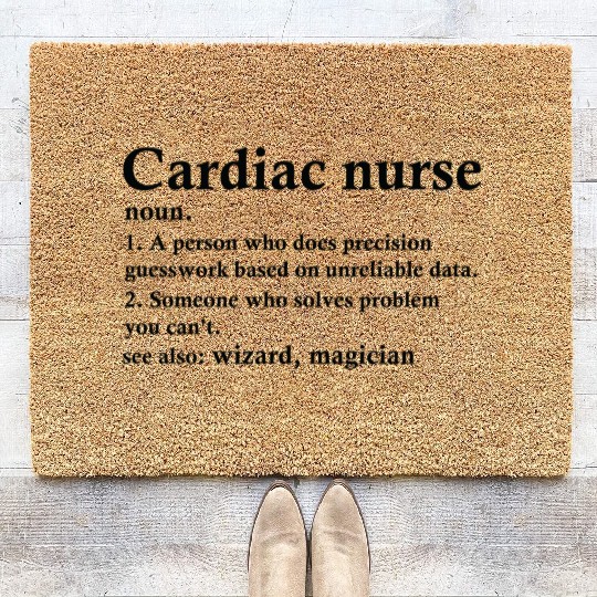 Cardiac Nurse Definition Funny Cardiovascular Coir Doormats