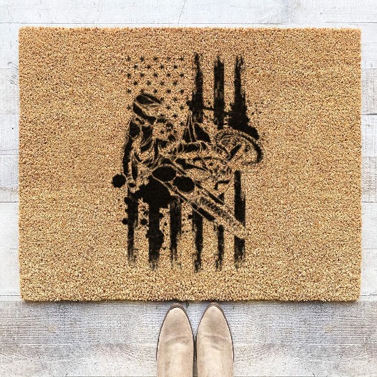 Motorcycle Freestyle Motocross American Flag Coir Doormats