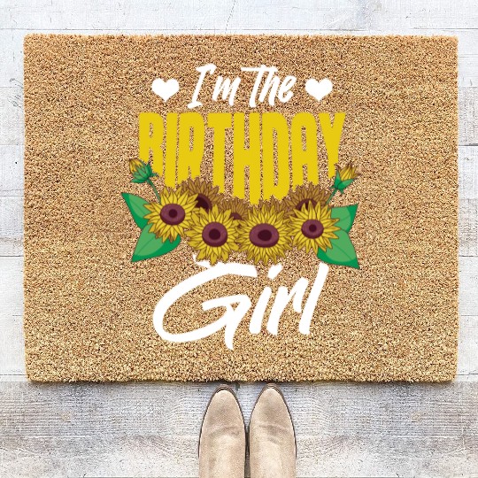 Cute Sunflower Birthday Girls Flowers Coir Doormats