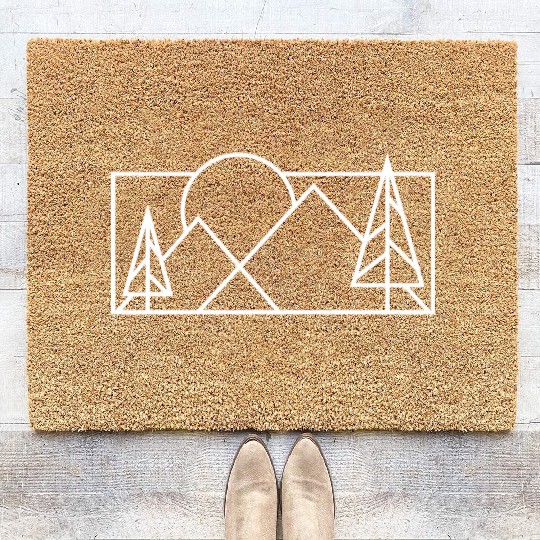 Sun Mountain With Trees Coir Doormats