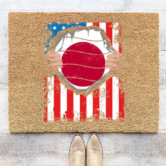 Japanese American Grown Japan Flag from USA Coir Doormats