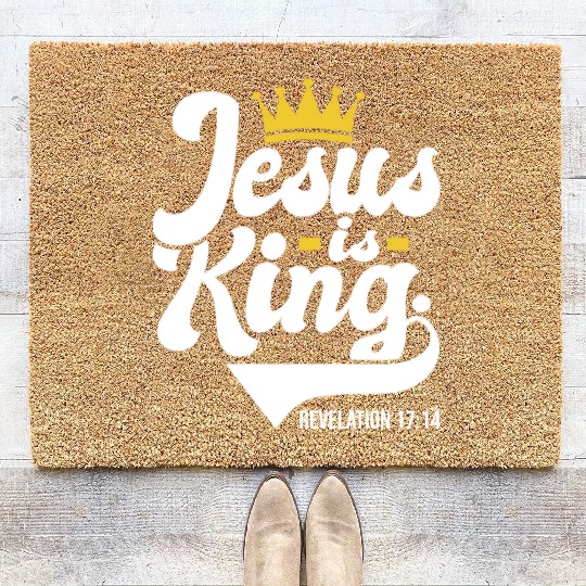 Jesus Is King Revelation 17:14 Christian Coir Doormats