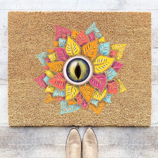 Colorful Reptile Eye Flower Coir Doormats