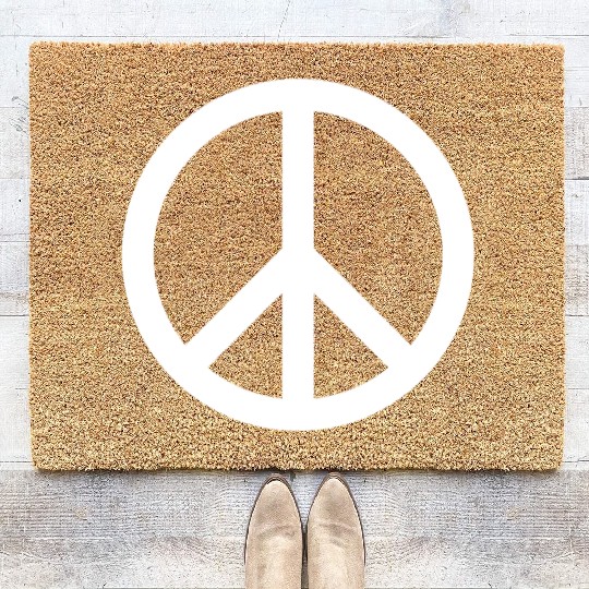 PEACE PEACE PEACE ON EARTH Coir Doormats