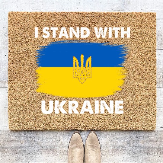 I Stand with Ukraine Ukraine Flag Coir Doormats