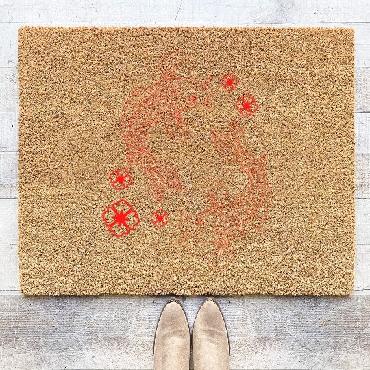 Japanese Koi Fish Carp Graphic Design Coir Doormats