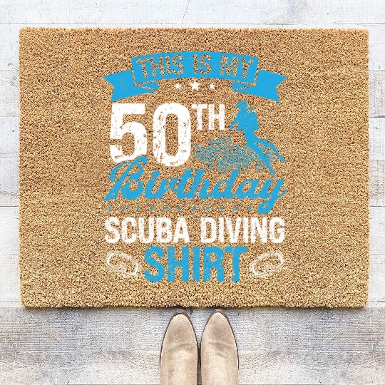 50th Birthday Scuba Diving Diver 50 Year Old Coir Doormats