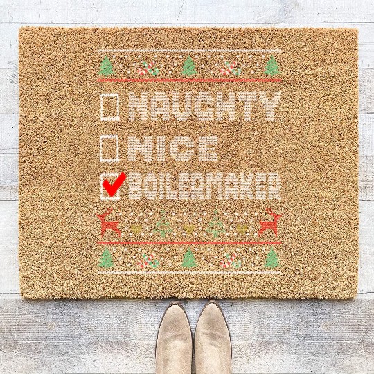 Naughty Nice Boilermaker, Matching Christmas Coir Doormats