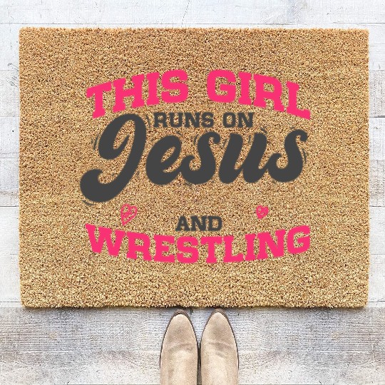 MMA Wrestler This Girl Runs On Jesus And Wrestling Coir Doormats