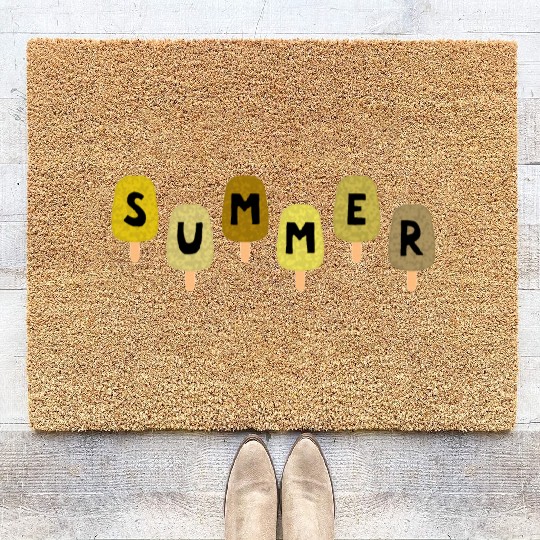 Yellow ICE CREAM STICKS with SUMMER Word Coir Doormats