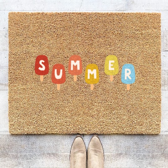 Colorful ICE CREAM STICKS with SUMMER Word Coir Doormats
