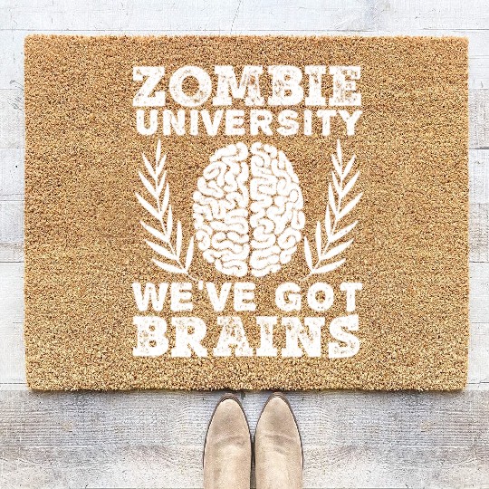 Zombie University We've Got Brains Trick Or Treat Coir Doormats