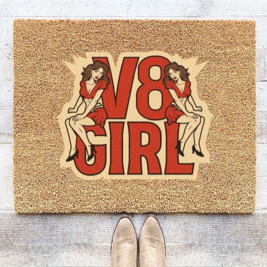 Muscle Car Girl - V8 Girl Coir Doormats