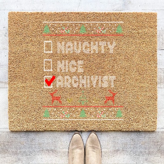 Naughty Nice Archivist, Matching Christmas Group Coir Doormats