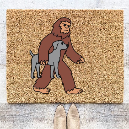 Bigfoot Sasquatch Carrying Weimaraner Coir Doormats