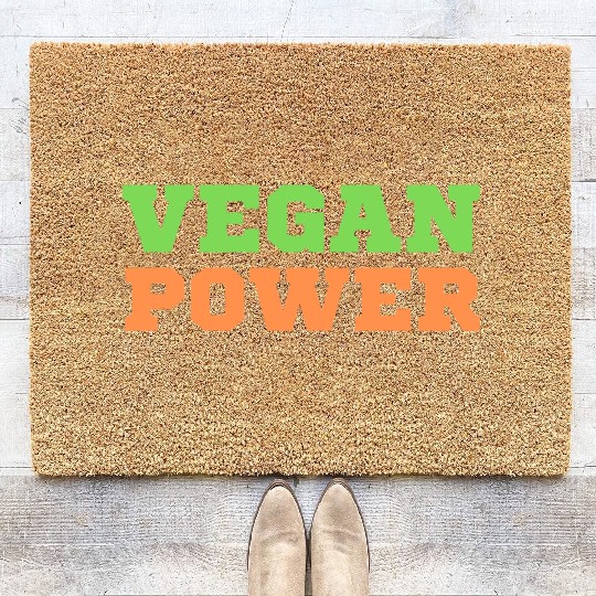 VEGAN POWER (Green & Orange letters) Coir Doormats