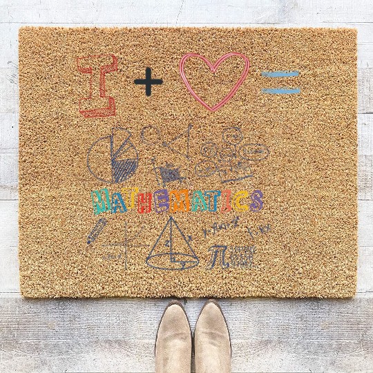 i love math Coir Doormats