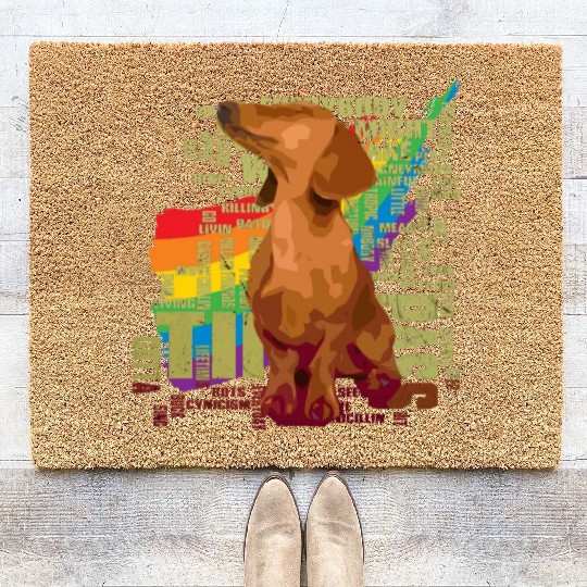 pride corgi gay dog Coir Doormats