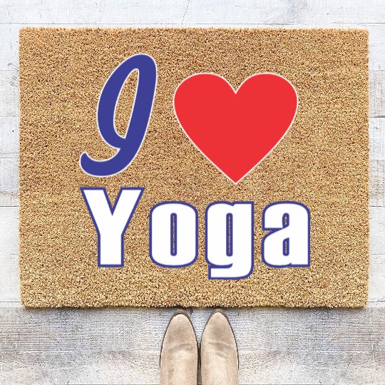 i love yoga Coir Doormats