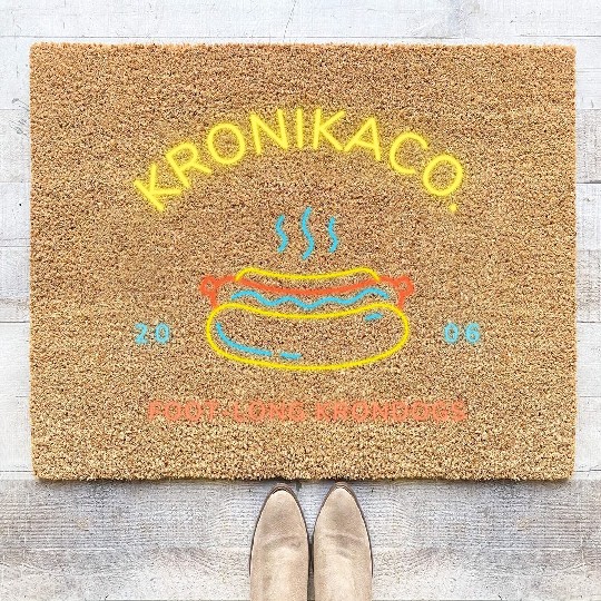 Neon Light Glow Hot Dog Logo Coir Doormats
