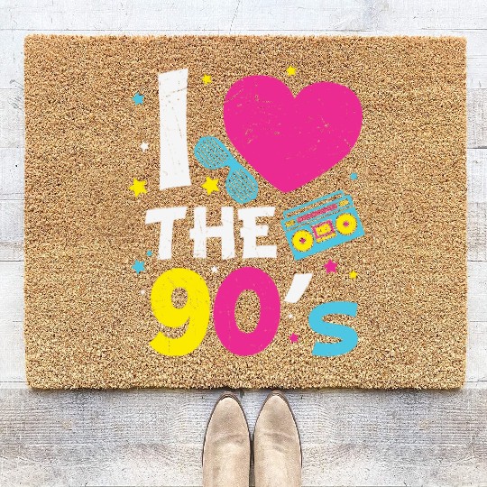 I Love The 90's Retro Heart Coir Doormats