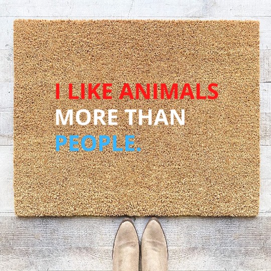 I Like Animals More Than People (Red, White & Blue Coir Doormats