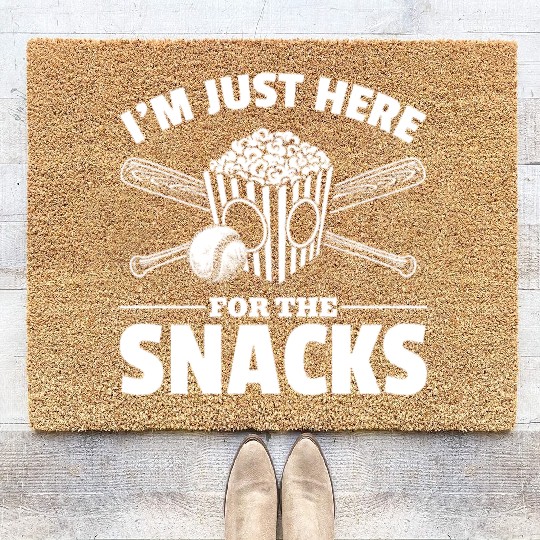 Popcorn Baseball Snack Food Lover Coir Doormats