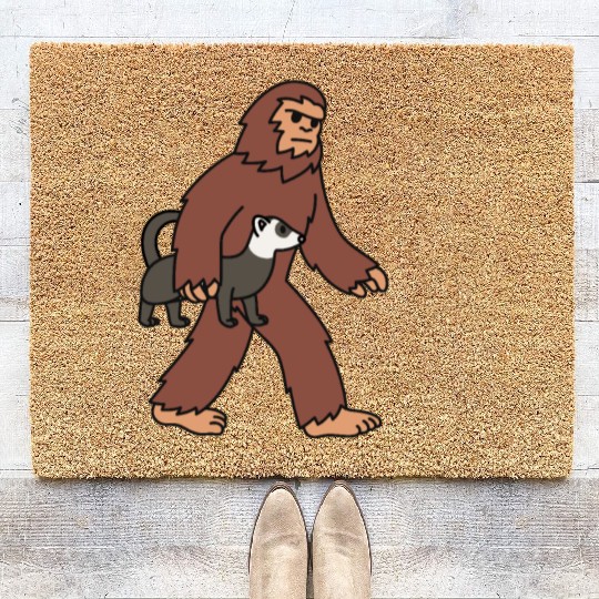 Bigfoot Sasquatch Walking Ferret Coir Doormats