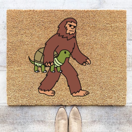 Bigfoot Sasquatch Walking Tortoise Coir Doormats